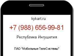 Информация о номере телефона +7 (988) 656-99-81: регион, оператор