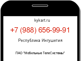 Информация о номере телефона +7 (988) 656-99-91: регион, оператор