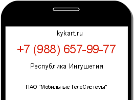 Информация о номере телефона +7 (988) 657-99-77: регион, оператор
