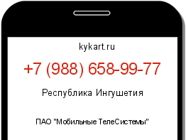 Информация о номере телефона +7 (988) 658-99-77: регион, оператор