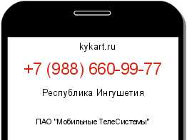 Информация о номере телефона +7 (988) 660-99-77: регион, оператор