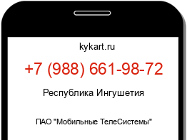 Информация о номере телефона +7 (988) 661-98-72: регион, оператор