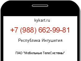 Информация о номере телефона +7 (988) 662-99-81: регион, оператор