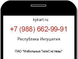 Информация о номере телефона +7 (988) 662-99-91: регион, оператор