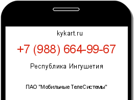 Информация о номере телефона +7 (988) 664-99-67: регион, оператор