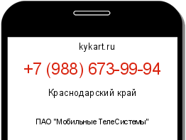 Информация о номере телефона +7 (988) 673-99-94: регион, оператор