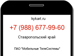 Информация о номере телефона +7 (988) 677-99-60: регион, оператор