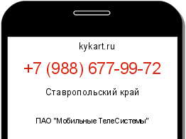 Информация о номере телефона +7 (988) 677-99-72: регион, оператор