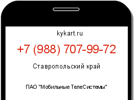 Информация о номере телефона +7 (988) 707-99-72: регион, оператор