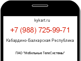 Информация о номере телефона +7 (988) 725-99-71: регион, оператор