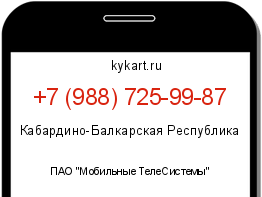 Информация о номере телефона +7 (988) 725-99-87: регион, оператор