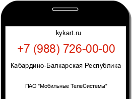 Информация о номере телефона +7 (988) 726-00-00: регион, оператор