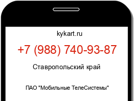 Информация о номере телефона +7 (988) 740-93-87: регион, оператор