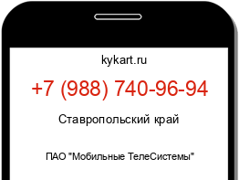 Информация о номере телефона +7 (988) 740-96-94: регион, оператор