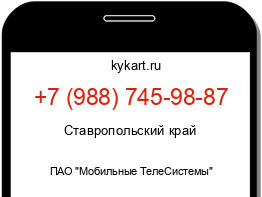 Информация о номере телефона +7 (988) 745-98-87: регион, оператор