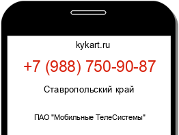 Информация о номере телефона +7 (988) 750-90-87: регион, оператор