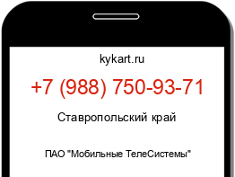 Информация о номере телефона +7 (988) 750-93-71: регион, оператор