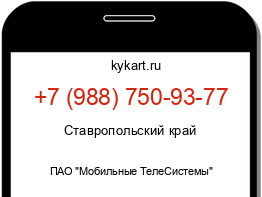 Информация о номере телефона +7 (988) 750-93-77: регион, оператор