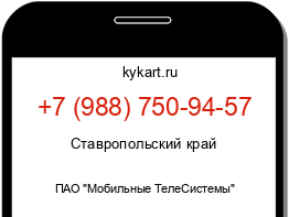 Информация о номере телефона +7 (988) 750-94-57: регион, оператор