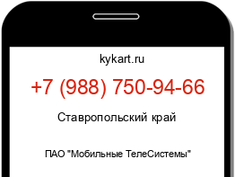Информация о номере телефона +7 (988) 750-94-66: регион, оператор