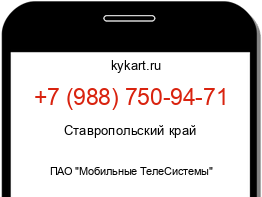 Информация о номере телефона +7 (988) 750-94-71: регион, оператор