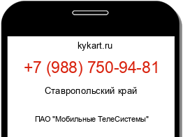 Информация о номере телефона +7 (988) 750-94-81: регион, оператор