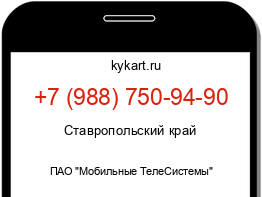 Информация о номере телефона +7 (988) 750-94-90: регион, оператор