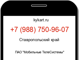 Информация о номере телефона +7 (988) 750-96-07: регион, оператор