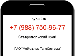 Информация о номере телефона +7 (988) 750-96-77: регион, оператор