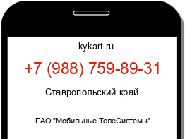 Информация о номере телефона +7 (988) 759-89-31: регион, оператор