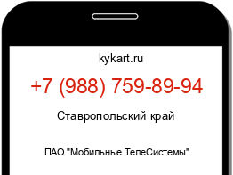 Информация о номере телефона +7 (988) 759-89-94: регион, оператор