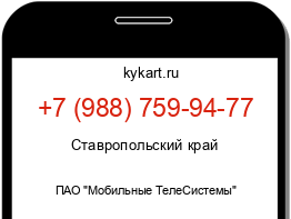 Информация о номере телефона +7 (988) 759-94-77: регион, оператор
