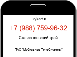 Информация о номере телефона +7 (988) 759-96-32: регион, оператор