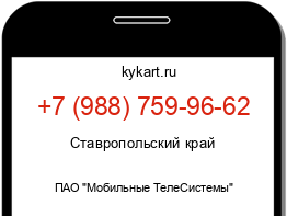 Информация о номере телефона +7 (988) 759-96-62: регион, оператор