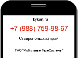 Информация о номере телефона +7 (988) 759-98-67: регион, оператор