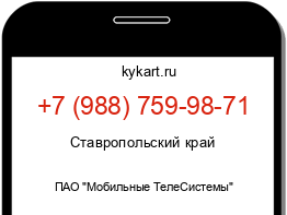 Информация о номере телефона +7 (988) 759-98-71: регион, оператор
