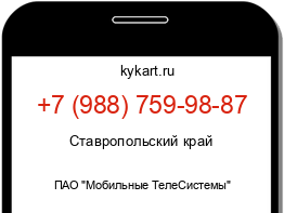 Информация о номере телефона +7 (988) 759-98-87: регион, оператор