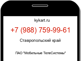 Информация о номере телефона +7 (988) 759-99-61: регион, оператор