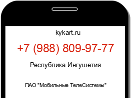 Информация о номере телефона +7 (988) 809-97-77: регион, оператор