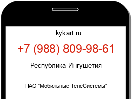 Информация о номере телефона +7 (988) 809-98-61: регион, оператор