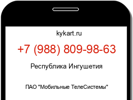 Информация о номере телефона +7 (988) 809-98-63: регион, оператор