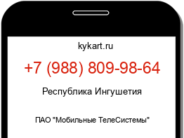 Информация о номере телефона +7 (988) 809-98-64: регион, оператор