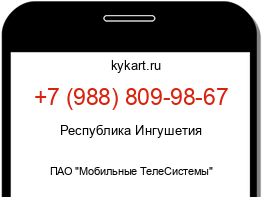 Информация о номере телефона +7 (988) 809-98-67: регион, оператор