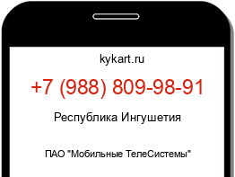 Информация о номере телефона +7 (988) 809-98-91: регион, оператор