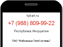 Информация о номере телефона +7 (988) 809-99-22: регион, оператор