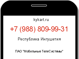 Информация о номере телефона +7 (988) 809-99-31: регион, оператор