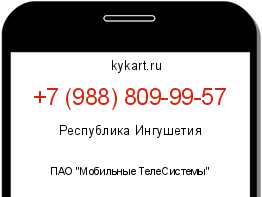 Информация о номере телефона +7 (988) 809-99-57: регион, оператор