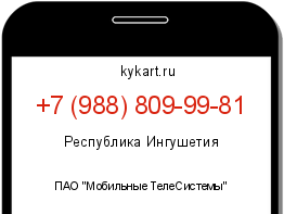 Информация о номере телефона +7 (988) 809-99-81: регион, оператор