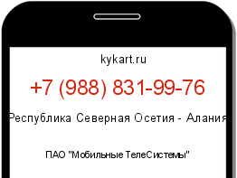Информация о номере телефона +7 (988) 831-99-76: регион, оператор