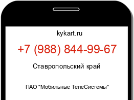 Информация о номере телефона +7 (988) 844-99-67: регион, оператор